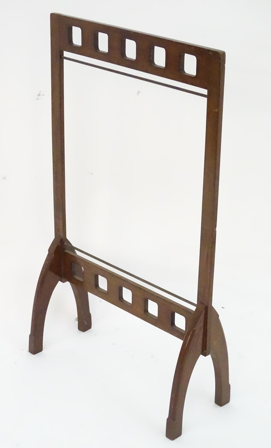 A late 19thC / early 20thC mahogany fire screen frame. In the Glasgow school style. 21" wide x 35" - Image 10 of 11