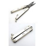 Silver folding scissors, hallmarked Birmingham 1913 maker William Manton Approx 3 1/4" long Please