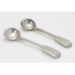 A pair of 19tC fiddle pattern salt spoons. Hallmarked Exeter 1829 maker Owen Fielding. approx. 3 3/