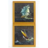 Michael J Whitehand (b. 1941), English Marine School, Oil on slate, A pair of shipping paintings,