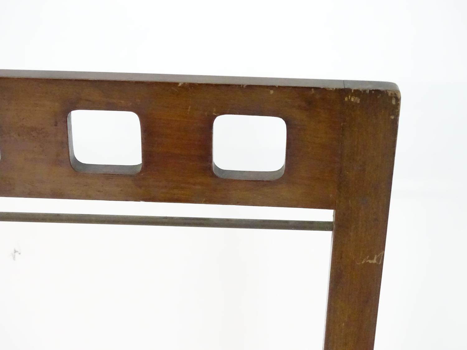 A late 19thC / early 20thC mahogany fire screen frame. In the Glasgow school style. 21" wide x 35" - Image 6 of 11