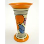 An Art Deco Clarice Cliff Fantasque / Bizarre trumpet vase. Marked under, shape no. 280. Approx.