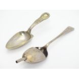 An unusual Swedish silver spoon with wedge section to bowl 6 1/4" long together with a silver