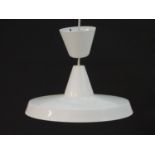 Vintage Retro, Mid-Century: a Nordlux 7663 pendant lamp, white enameled finish, the shade 13 3/4" in