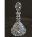 A 20thC 'Brierglass' (Brierley Hill Glass) cut crystal ship's decanter, 13" tall Please Note - we do