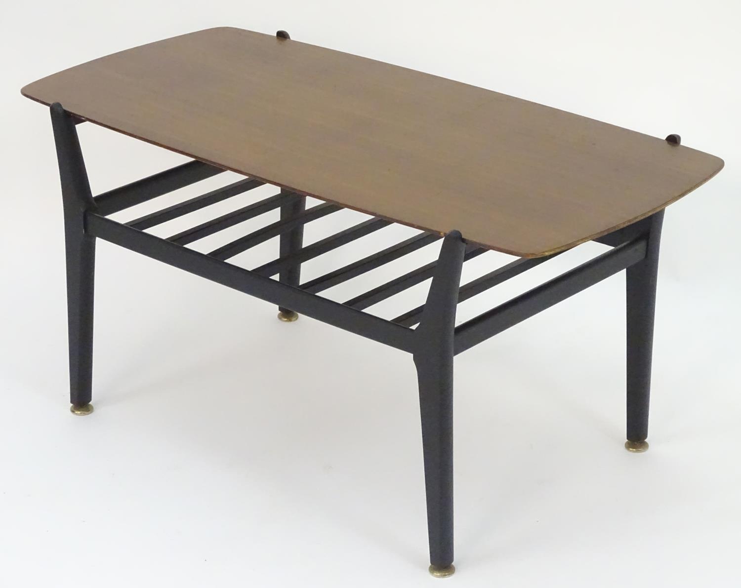 Vintage Retro, Mid-Century: a coffee table by Nathan Furniture, the teak top supported by a black - Image 3 of 5