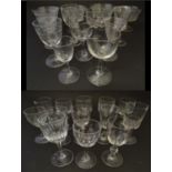 Glass: an assortment of 19thC drinking glasses, to include a set of four champagne saucers, port and