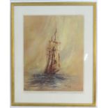 After Ben Maile (1922 -2017), Marine School, Lithograph, The Tops?t Schooner, A ship at sea.