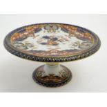An Ashworth Bros tazza in the Imari palette with floral decoration with gilt highlights. Marked