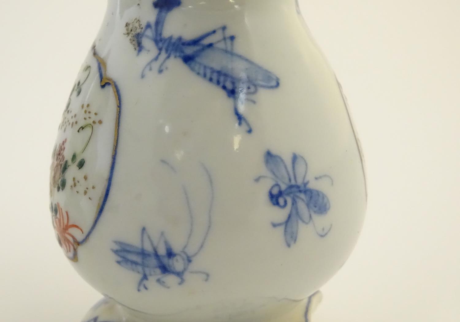 A Japanese teapot, twin handled sugar bowl and milk jug decorated with hand painted insects and - Image 8 of 8