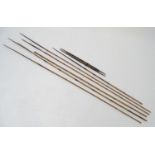 Ethnographic / Native / Tribal: Four Papua New Guinea bamboo fishing spears with flattened barbed
