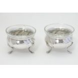 A pair of 20thC Danish silver plate salts with glass liners by Cohr of Denmark. Please Note - we