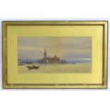 Monogrammed I J D, XIX, Watercolour, A Venetian scene depicting Basilica di San Giorgio Maggiore