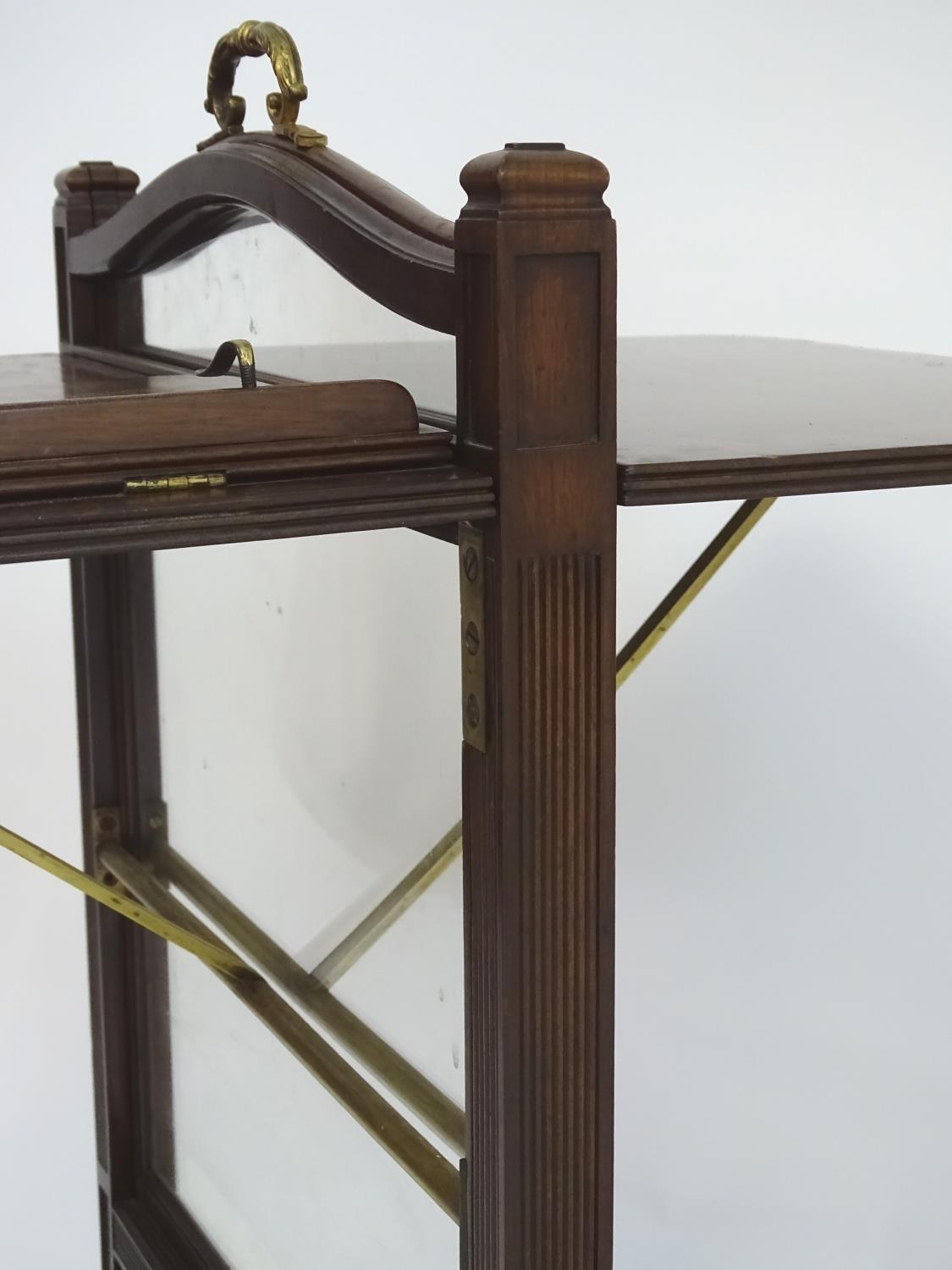 An unusual 19thC metamorphic reading table / fire screen. Having a sliding glass screen with a brass - Image 7 of 13