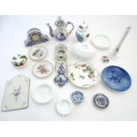 A quantity of assorted ceramics to include two Royal Copenhagen miniature plates with hand painted