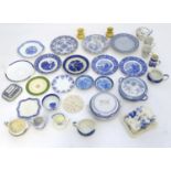 A large quantity of assorted blue and white ceramic wares, to include jugs, plates, vases,