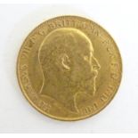 Coin : A 1910 Edward VII gold half sovereign. (4g) Please Note - we do not make reference to the