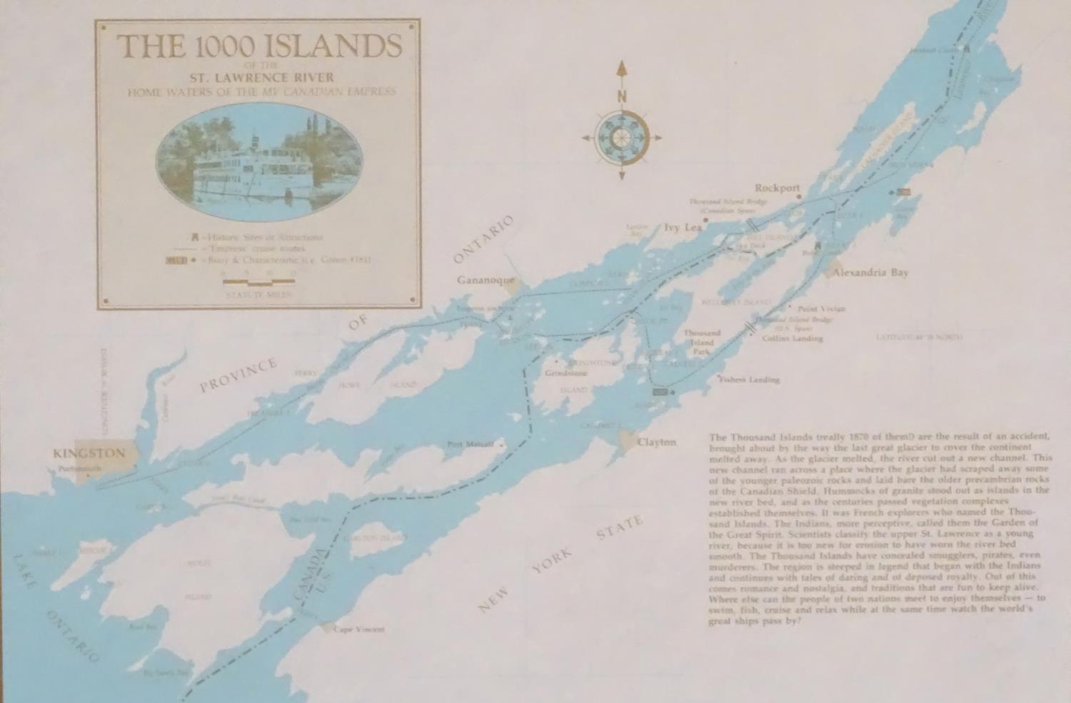 Four prints / maps framed together relating to the St Lawrence River and Seaway, Home waters to - Image 5 of 13