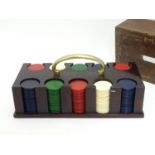 Toys: Early to mid 20thC gaming counters / casino chips, contained within a fitted case marked J C