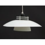 Vintage Retro, Mid-Century: a domed pendant light, with white painted finish, 14" in diameter Please