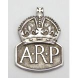 Militaria: a hallmarked silver WWII/World War 2/Second World War ARP (Air Raid Precautions) warden's