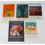 Five 20thC French art exhibition posters, comprising Georges Lambert at La Palette Bleue, 1964;