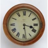 Dent - 61 Strand London : A Victorian mahogany cased dial clock with Roman 10" dial signed Dent,