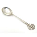 Iona silver : A silver spoon with Scottish / Celtic decoration . Hallmarked Chester 1950 maker