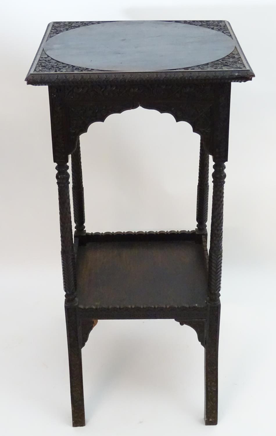 A 19thC rosewood mirror with a pierced and carved top and bottom, depicting anthemion in flower - Image 5 of 8