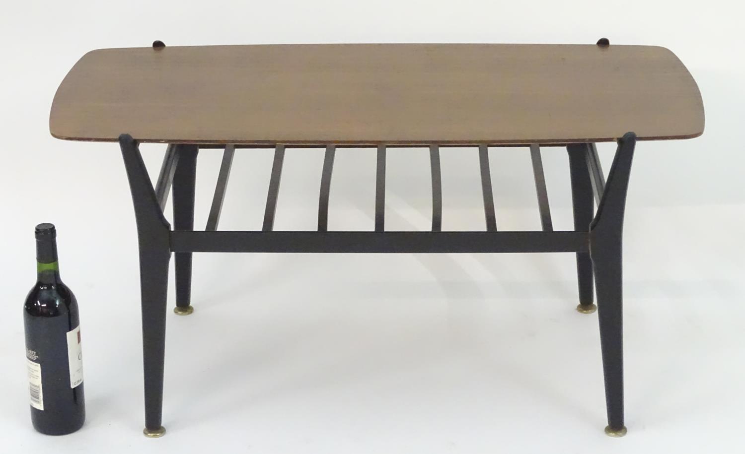 Vintage Retro, Mid-Century: a coffee table by Nathan Furniture, the teak top supported by a black - Image 2 of 5