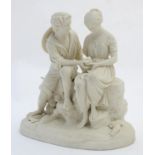 A Copeland Parian ware figural group, Paul & Virginia, after a model by Charles Cumberworth, the
