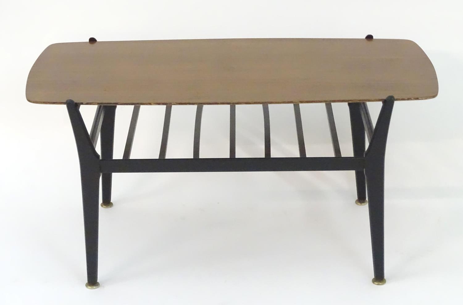 Vintage Retro, Mid-Century: a coffee table by Nathan Furniture, the teak top supported by a black - Image 4 of 5