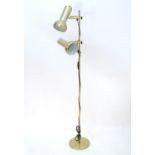 Vintage Retro, Mid-Century: a European standard lamp, with gilt finish and two uplights (