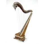 An Italian silver an wood miniature model of a harp. by Sacchetti 5 1/2" high Please Note - we do