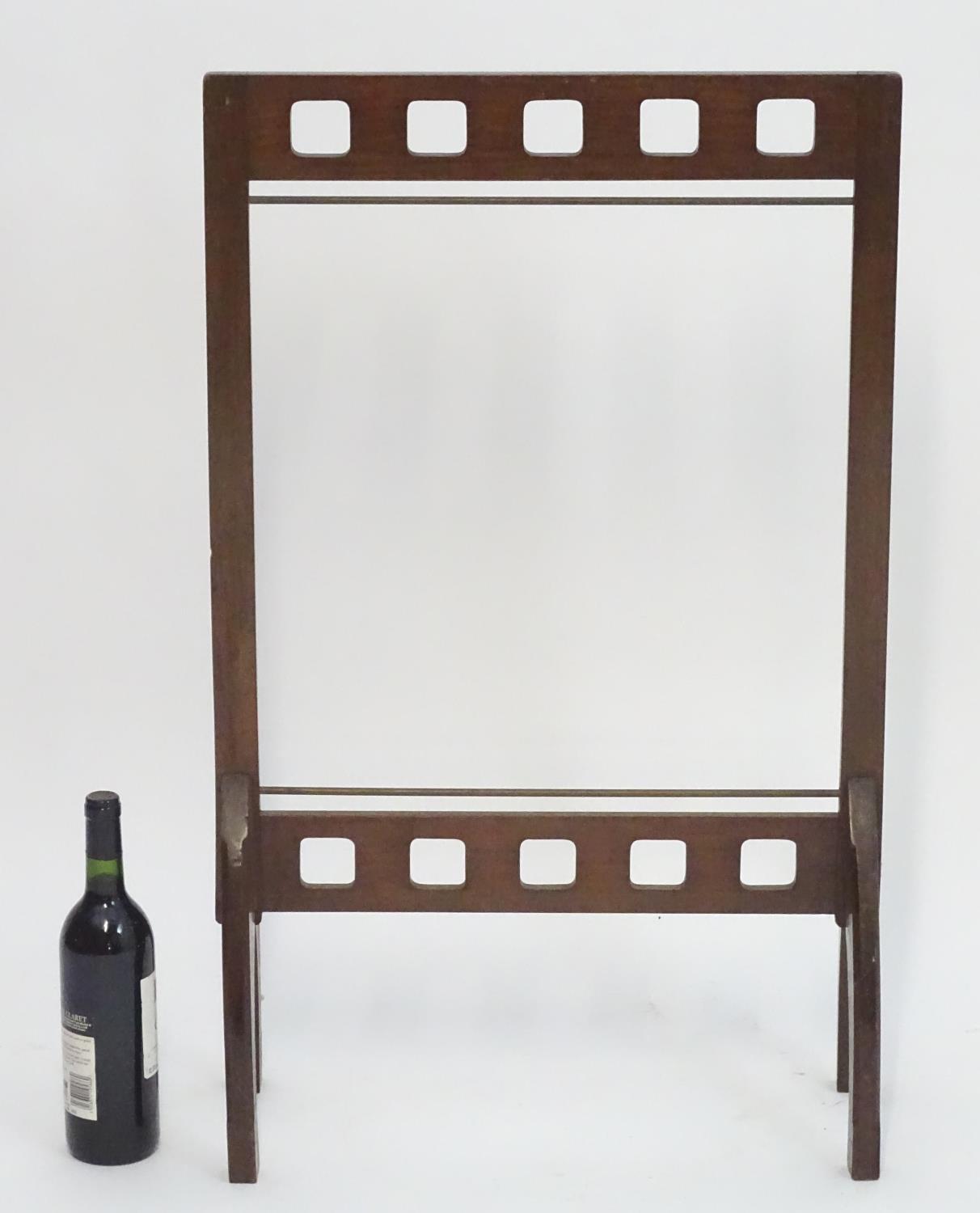 A late 19thC / early 20thC mahogany fire screen frame. In the Glasgow school style. 21" wide x 35" - Image 5 of 11