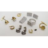 Assorted jewellery to include silver earrings and pendant and ring, single gold earrings etc