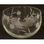 A boxed Gleneagles Crystal 'Springtime Ambiente' glass bowl, with etched floral decoration, 9"