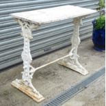 Garden & Architectural, Salvage: a Victorian cast iron garden table with rectangular white marble