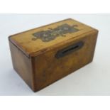 An early 20thC money box with sliding lid. Approx. 2 1/2" x 5" x 2 3/4" Please Note - we do not make