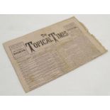 Newspaper: A copy of The Topical Times, published 27th July 1889, vol. VI, no. 285, with adverts for