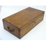 A early 20thC oak case with brass handles, the lid interior labelled 'Gentlemen's Tool Chest No. 3',