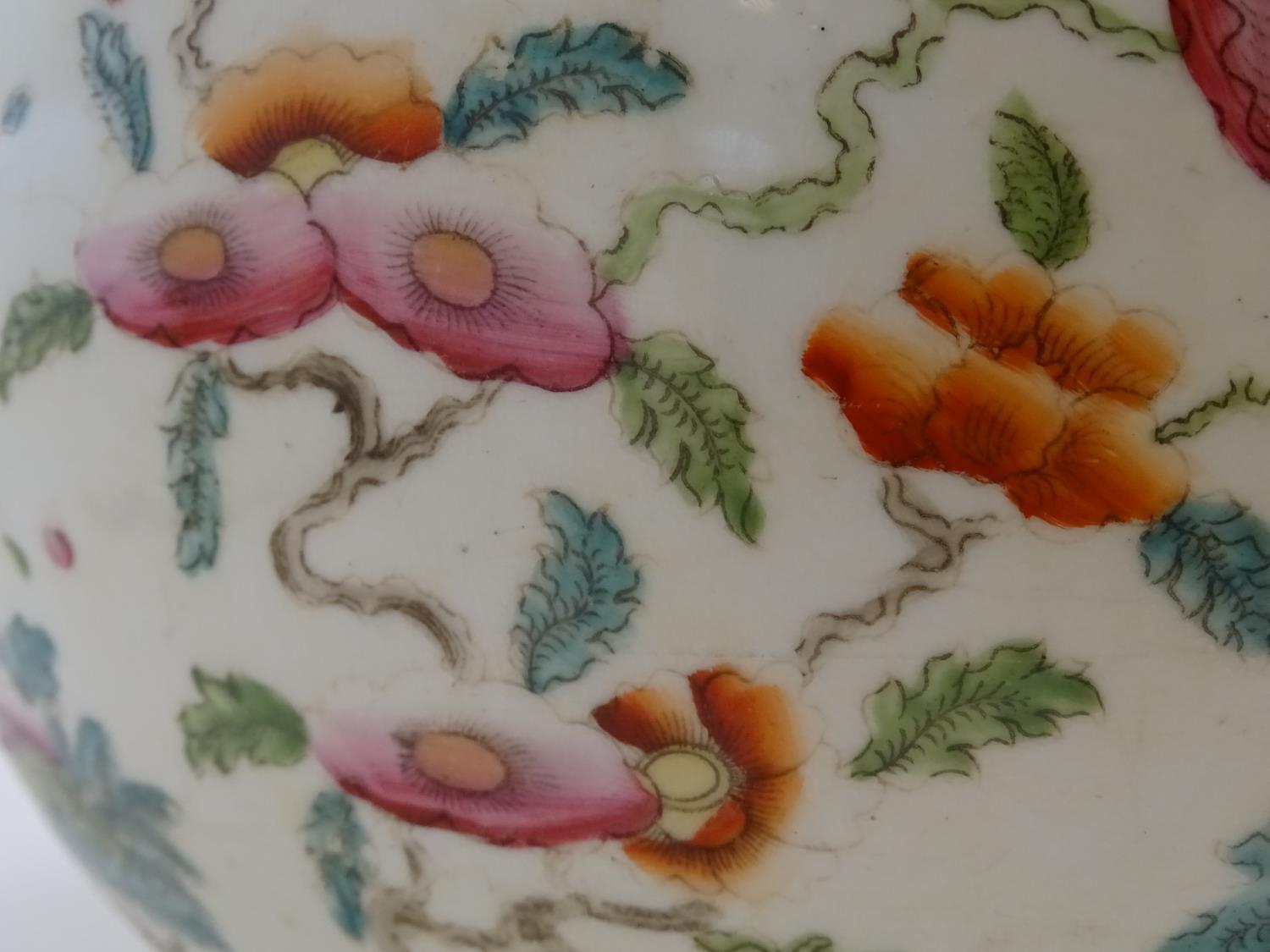 A Chinese tureen and cover with twin handles decorated with a stylised landscape with a tree and - Image 8 of 10