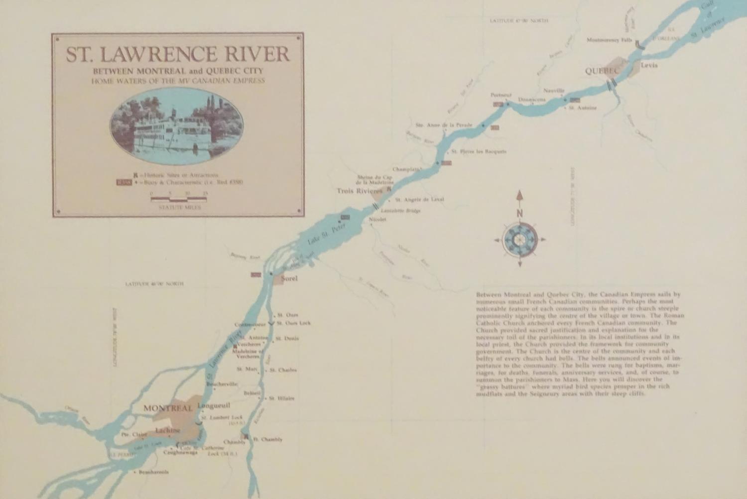 Four prints / maps framed together relating to the St Lawrence River and Seaway, Home waters to - Image 6 of 13