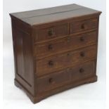 An 18thC oak chest of drawers with a crossbanded top above two over three crossbanded drawers with