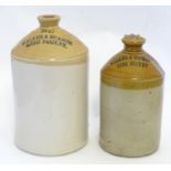 Two early 20thC stoneware flagons, marked 'Walker and Soames, Long Buckby' (Northamptonshire), The