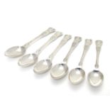 A set of 6 Victorian silver kings pattern tea spoons, hallmarked London 1876 maker Francis Higgins