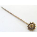 A 15ct gold stick pin with horseshoe decoration 2 1/2" long. Please Note - we do not make
