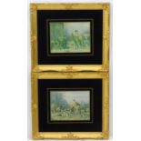 XX, A pair of verre eglomise mounted and framed coloured prints, Depicting hunting scenes, one