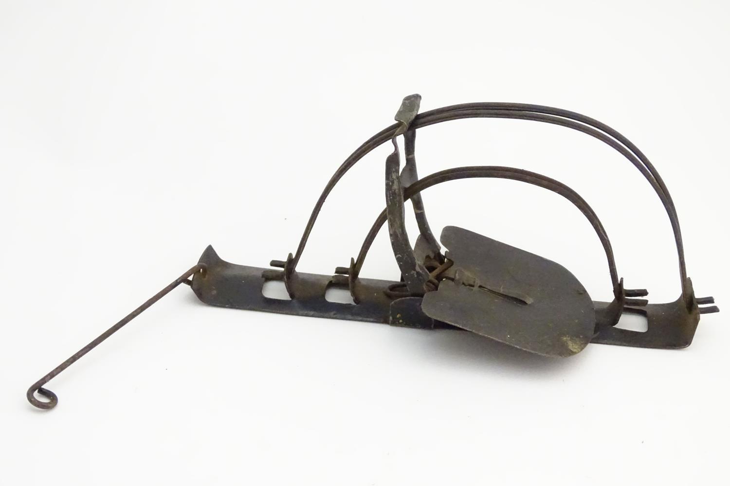 Antique trap: a mid-20thC tin pole rat trap, 9" long Please Note - we do not make reference to the - Image 3 of 4