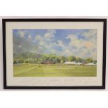 After Jocelyn Galsworthy, 2012, Limited edition print, no. 158 / 250, Cricket at Wormsley. Signed by